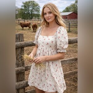 Altar’d state Floral Puff Sleeve Dress large